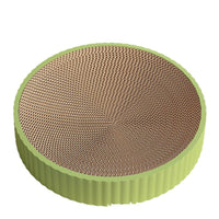 HKM-7628477 Wear-Resistant Round Cat Scratching Board with Replaceable Corrugated Paper Nest - Green and White, 55CM