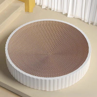 HKM-7628477 Wear-Resistant Round Cat Scratching Board with Replaceable Corrugated Paper Nest - Green and White, 55CM