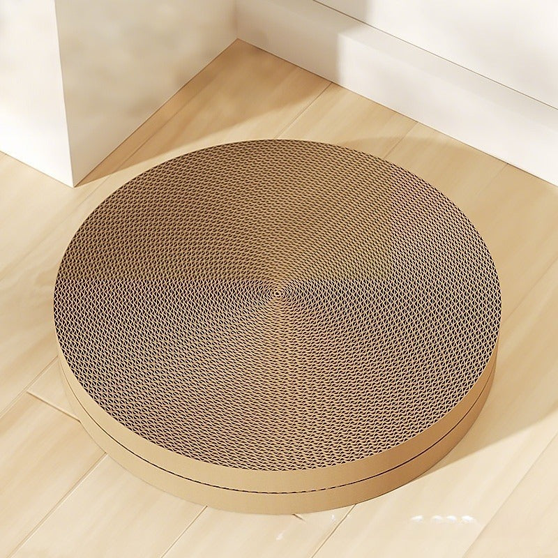 HKM-7628477 Wear-Resistant Round Cat Scratching Board with Replaceable Corrugated Paper Nest - Green and White, 55CM