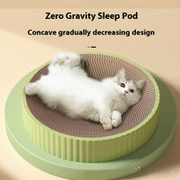 HKM-7628477 Wear-Resistant Round Cat Scratching Board with Replaceable Corrugated Paper Nest - Green and White, 55CM