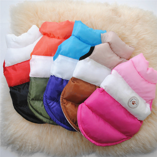 HKM-7628861 Padded Jacket for Dogs – Winter Color-Matching Polyester Coat in Multiple Sizes