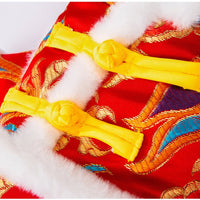 HKM-7628989 Lunar New Year Dragon Brocade Dog Jumpsuit with Faux Fur Trim for Warmth and Comfort