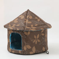 HKM-7629245 Outdoor Waterproof Pet Nest - Cold Proof Tent for Cats and Small Animals, Available in Camouflage Green, Deciduous Brown, Black Paw Print, Size M and L