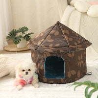 HKM-7629245 Outdoor Waterproof Pet Nest - Cold Proof Tent for Cats and Small Animals, Available in Camouflage Green, Deciduous Brown, Black Paw Print, Size M and L