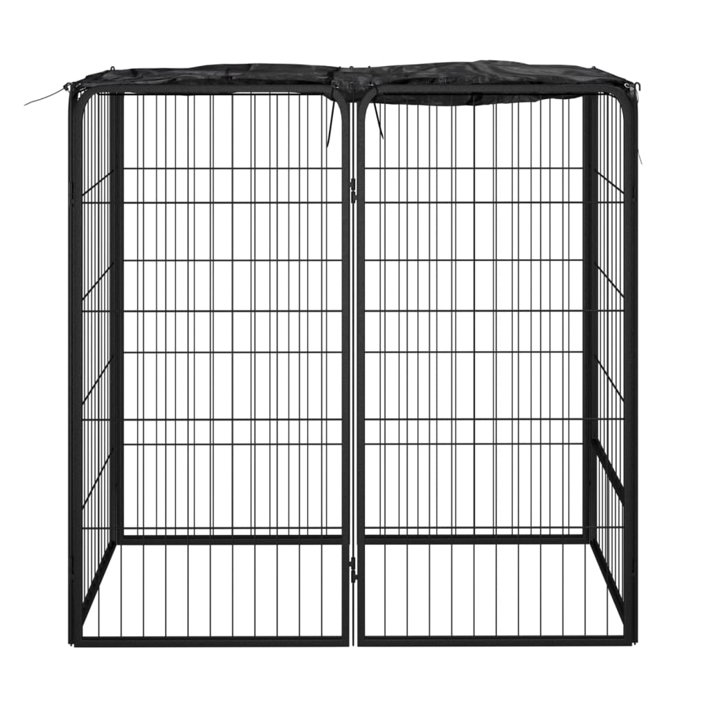 HKM-7629501 Sturdy 6-Piece Black Dog Playpen with Secure Lock and Easy Setup, Powder-Coated Steel Construction
