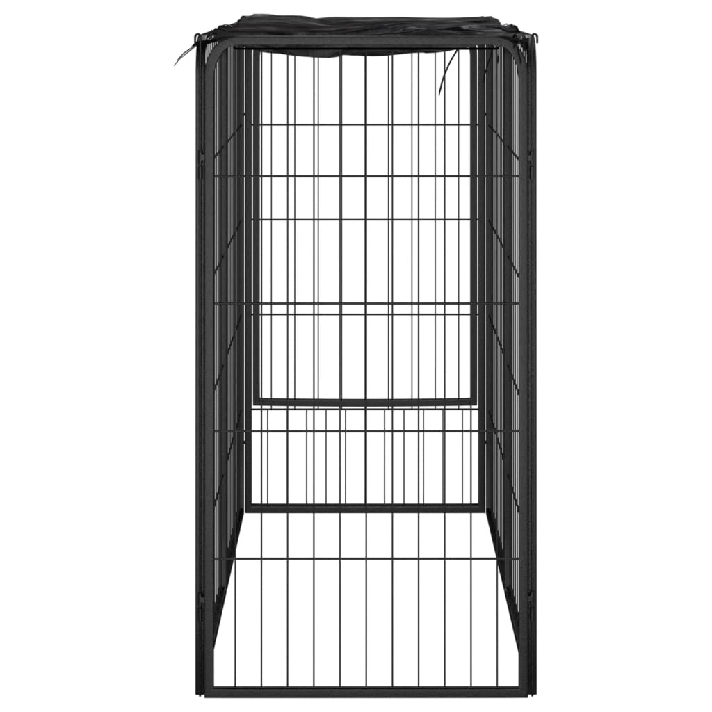 HKM-7629501 Sturdy 6-Piece Black Dog Playpen with Secure Lock and Easy Setup, Powder-Coated Steel Construction