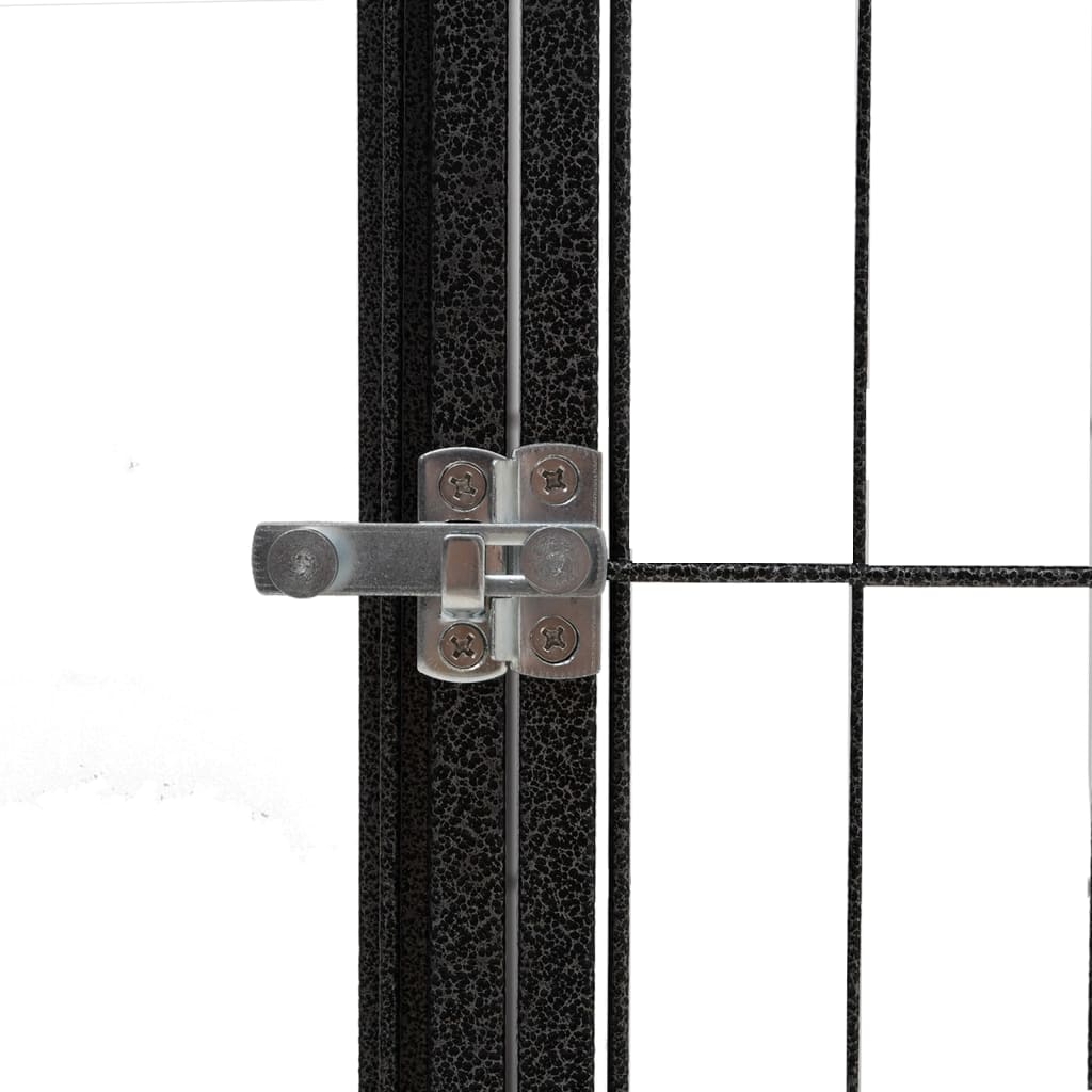 HKM-7629501 Sturdy 6-Piece Black Dog Playpen with Secure Lock and Easy Setup, Powder-Coated Steel Construction