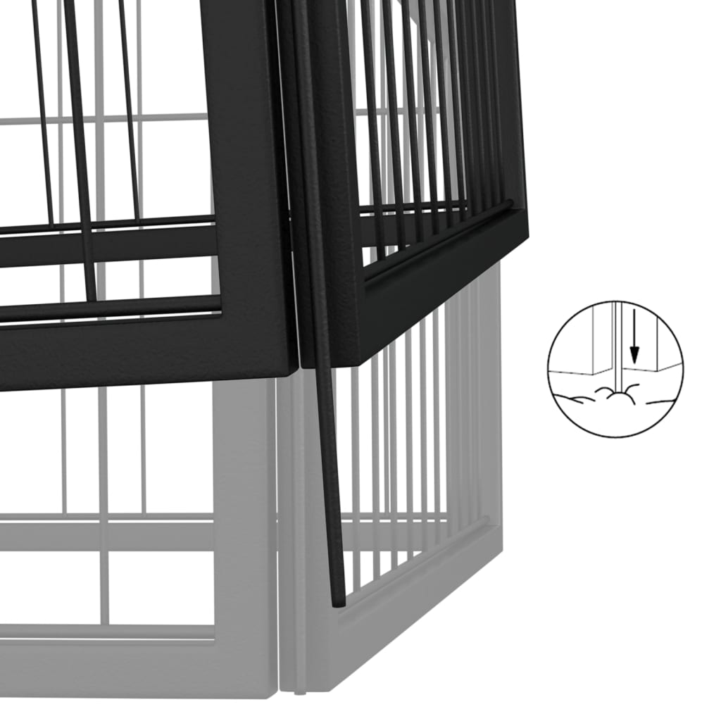 HKM-7629501 Sturdy 6-Piece Black Dog Playpen with Secure Lock and Easy Setup, Powder-Coated Steel Construction