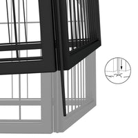 HKM-7629501 Sturdy 6-Piece Black Dog Playpen with Secure Lock and Easy Setup, Powder-Coated Steel Construction