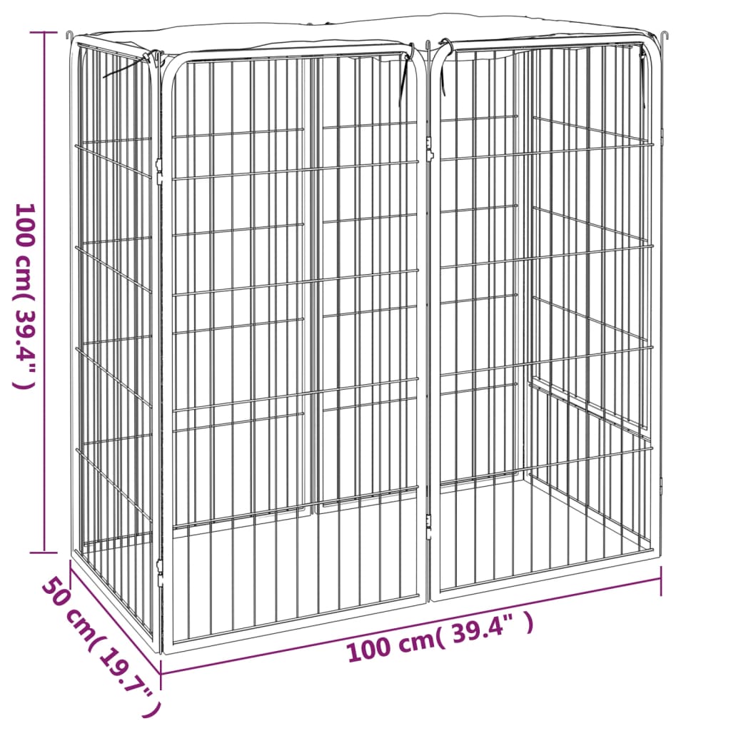 HKM-7629501 Sturdy 6-Piece Black Dog Playpen with Secure Lock and Easy Setup, Powder-Coated Steel Construction