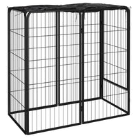 HKM-7629501 Sturdy 6-Piece Black Dog Playpen with Secure Lock and Easy Setup, Powder-Coated Steel Construction