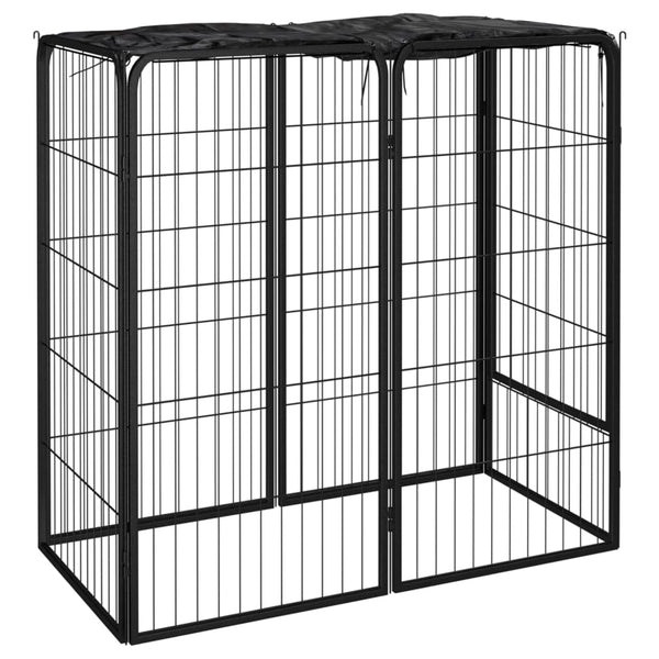 HKM-7629501 Sturdy 6-Piece Black Dog Playpen with Secure Lock and Easy Setup, Powder-Coated Steel Construction