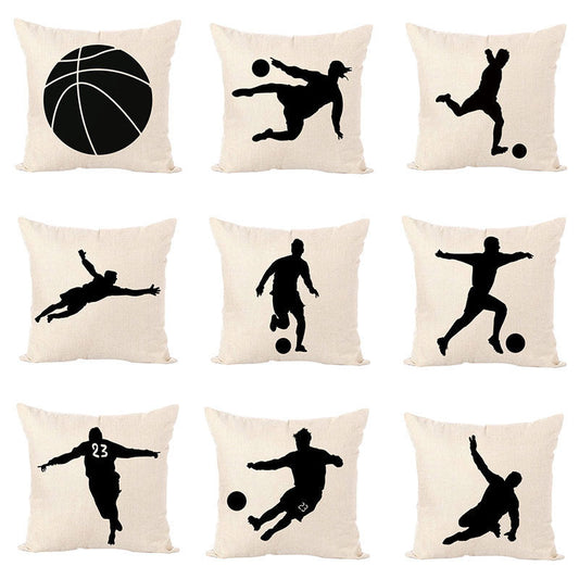 HKM-762963 Nordic Style Linen Basketball Throw Pillow Cover for Home Decor - 45x45cm