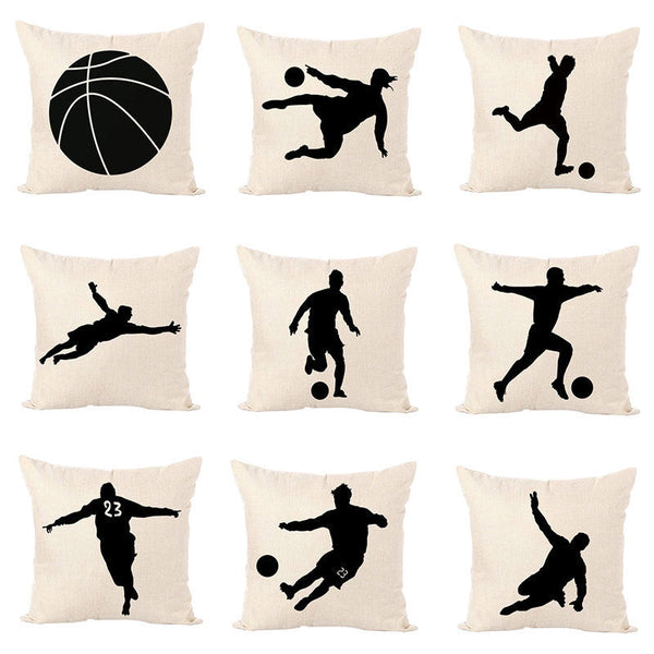 HKM-762963 Nordic Style Linen Basketball Throw Pillow Cover for Home Decor - 45x45cm