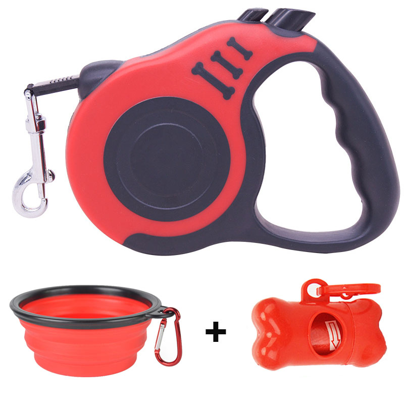HKM-7630013 Dog Leash Towing Rope with Foldable Bowl and Waste Picker Set