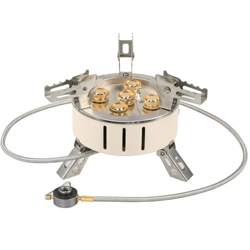 HKM-763027 5-Burner Stainless Steel Gas Stove for Outdoor Cooking and Camping