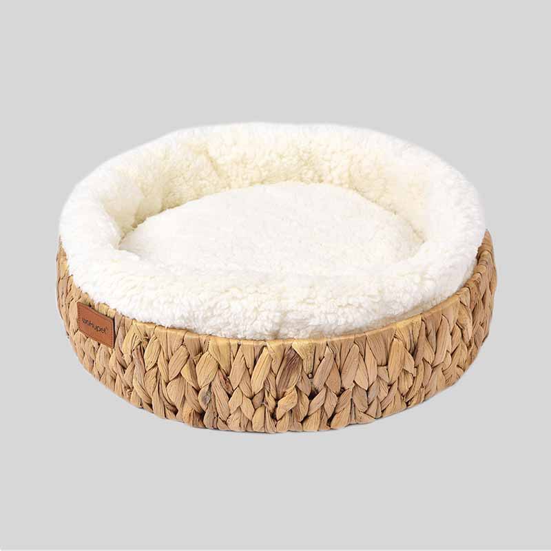 HKM-7630397 Warm Rattan Cat Nest with Cotton Cushion for Comfortable Scratching and Resting