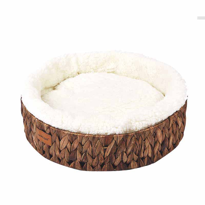 HKM-7630397 Warm Rattan Cat Nest with Cotton Cushion for Comfortable Scratching and Resting