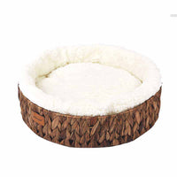 HKM-7630397 Warm Rattan Cat Nest with Cotton Cushion for Comfortable Scratching and Resting