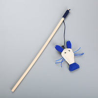 HKM-7631037 Wooden Cat Teaser Wand with Feather and Paper Rope - Fun Interactive Toy, 40cm Long