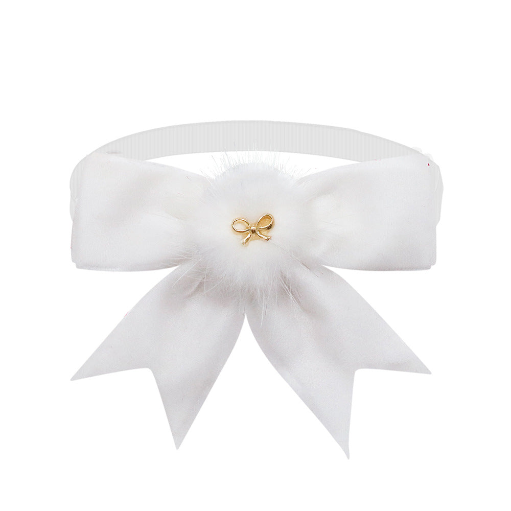 HKM-7632445 Adjustable Solid Color Suede Bow Tie for Pets - Available in Dark Red, Red, Green, and White