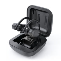 HKM-763411 Wireless Bluetooth 5.0 LED Digital Display Stereo Headset - Dual Ear Hanging Design