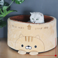HKM-7634237 Cozy Round Plush Pet Nest for Cats and Small Dogs - Autumn & Winter Design