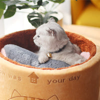 HKM-7634237 Cozy Round Plush Pet Nest for Cats and Small Dogs - Autumn & Winter Design