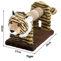 HKM-7635005 Vertical Cat Scratch Board with Natural Sisal Fiber - Fun Pillar Design for Claw Grinding in Bear, Lion, Elephant, Tiger, and Zebra Styles