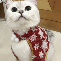 HKM-7635773 Snowflake Themed Pet Cloak in Red Silver & Green Silver - Small to Large Sizes Available