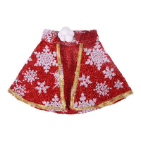 HKM-7635773 Snowflake Themed Pet Cloak in Red Silver & Green Silver - Small to Large Sizes Available