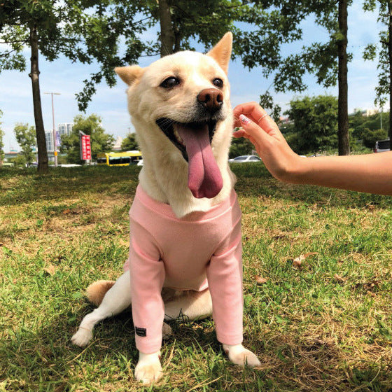 HKM-7636541 Classic Cotton Pet Apparel for Dogs and Cats - Four Seasons Collection in Blue, Yellow, Gray, and Pink Sizes S-XXL