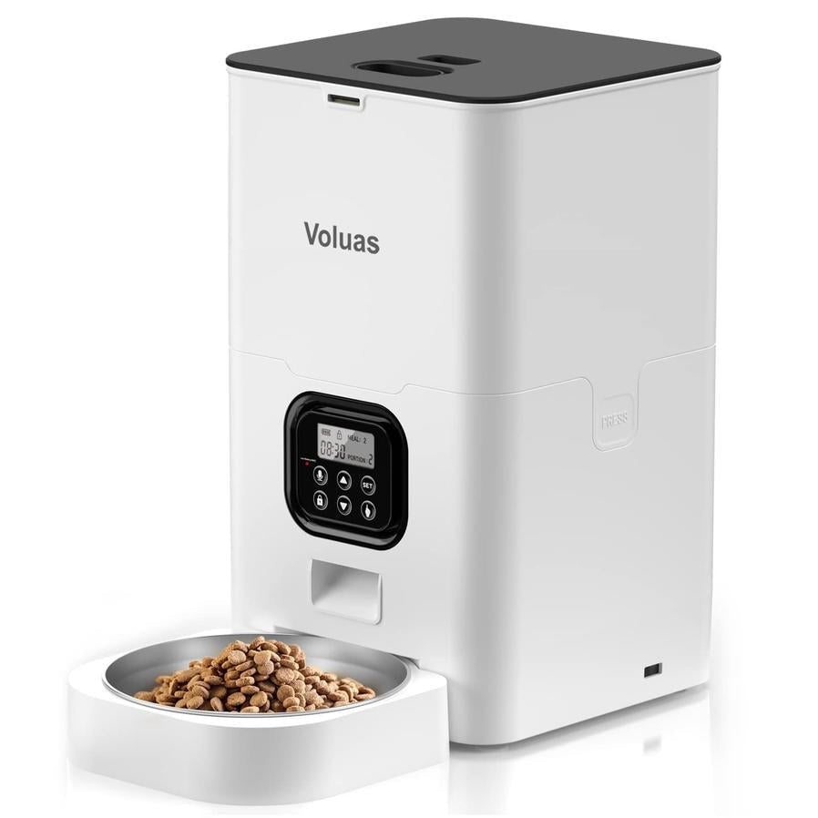 HKM-763667 Automatic Double Meal Feeder with Voice Playback and Stainless Steel Bowl