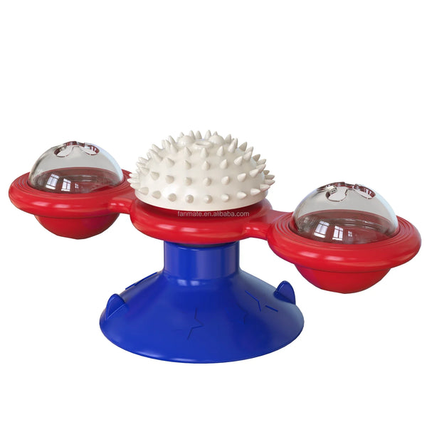 HKM-763667 Durable Interactive Cat Turntable Toy with Catnip and Non-Toxic TPR Material for Boredom Relief