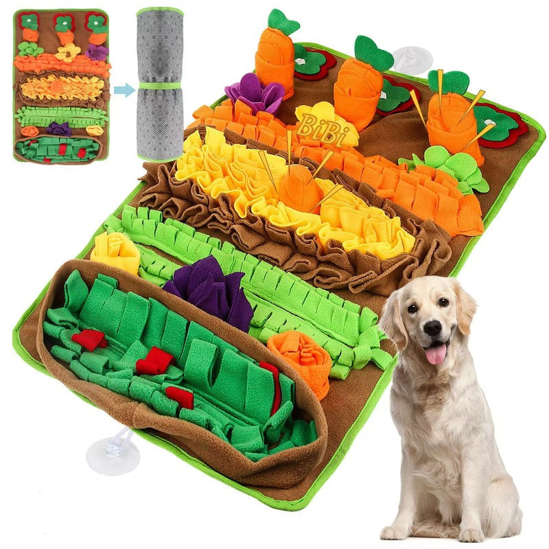 HKM-7636797 Foraging Mat for Dogs - Plush Training Food-Dispensing Pet Toy, Gray, 64x43 cm