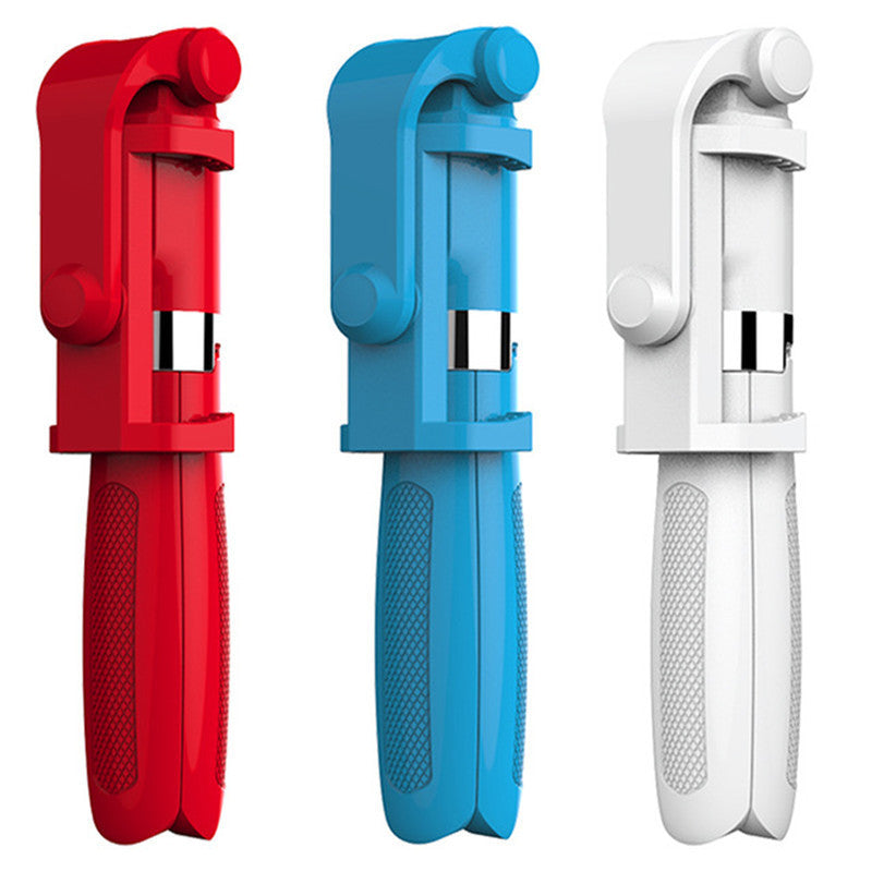 HKM-763731 Bluetooth-Compatible Self-Portrait Tripod for iPhone - Adjustable with Remote Control - Available in White, Red, Blue, Black