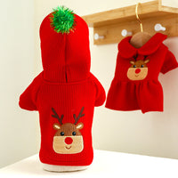 HKM-7638333 Festive Christmas Elk Couples Dress Hoodie for Pets - Casual Skirt Style
