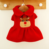 HKM-7638333 Festive Christmas Elk Couples Dress Hoodie for Pets - Casual Skirt Style
