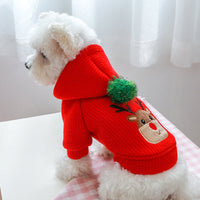 HKM-7638333 Festive Christmas Elk Couples Dress Hoodie for Pets - Casual Skirt Style