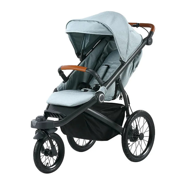 HKM-6763859 Lightweight Foldable Aluminum 3-Wheel Jogger Stroller with Rain Cover UPF 50 Plus Canopy for Newborn to 3 Years