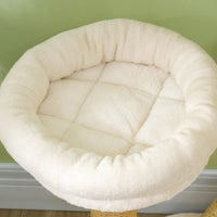 HKM-7639613 Cream White Cat Tree with Wooden Scratching Posts, Cat Condo, Beds, and Toy Balls for Indoor Cats