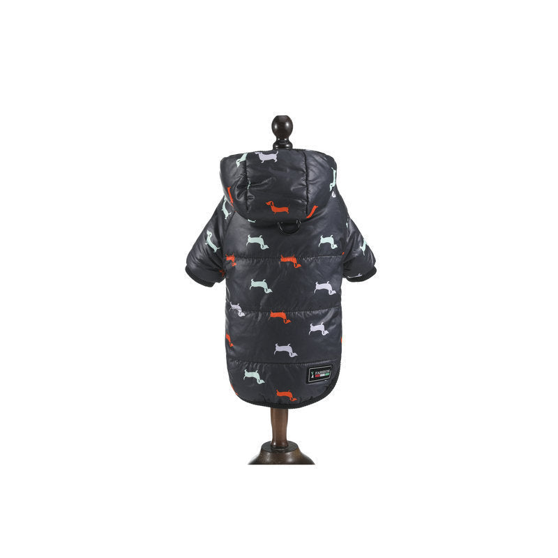 HKM-7640381 Adorable Cotton Puppy Pattern Princess Suit for Pets in Blue, Black, and Gray