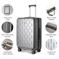 HKM-764051 Stylish Hard Shell PC Trolley Suitcases in 20, 24, and 28 Inch Sizes for Business Travel