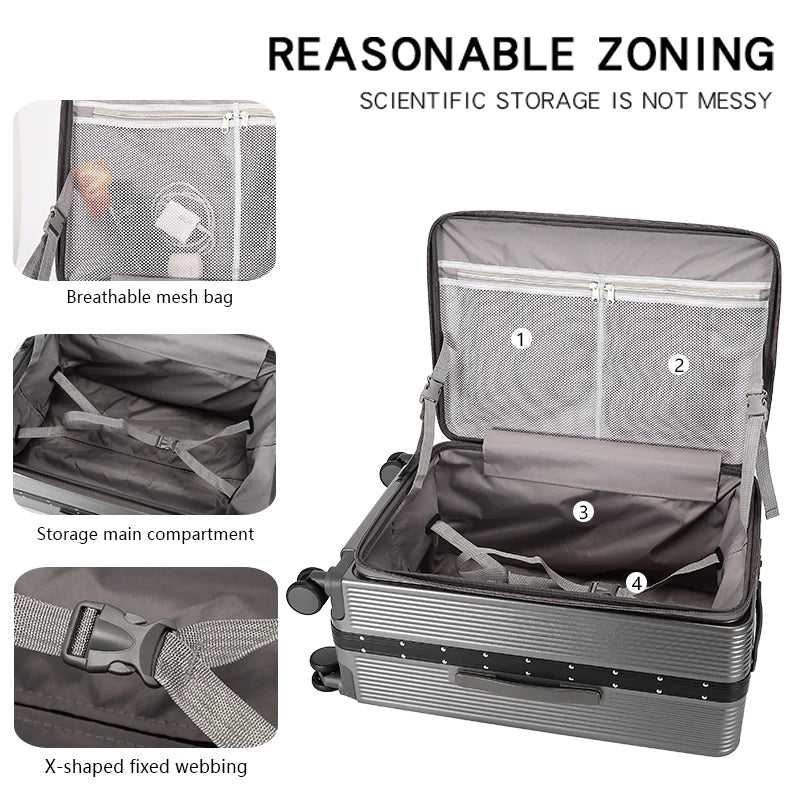 HKM-764051 Stylish Hard Shell PC Trolley Suitcases in 20, 24, and 28 Inch Sizes for Business Travel