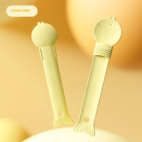 HKM-7641789 Cat Feeding Spoon - Anti-Drip Design, Available in Grass Green and Beige, PP Material