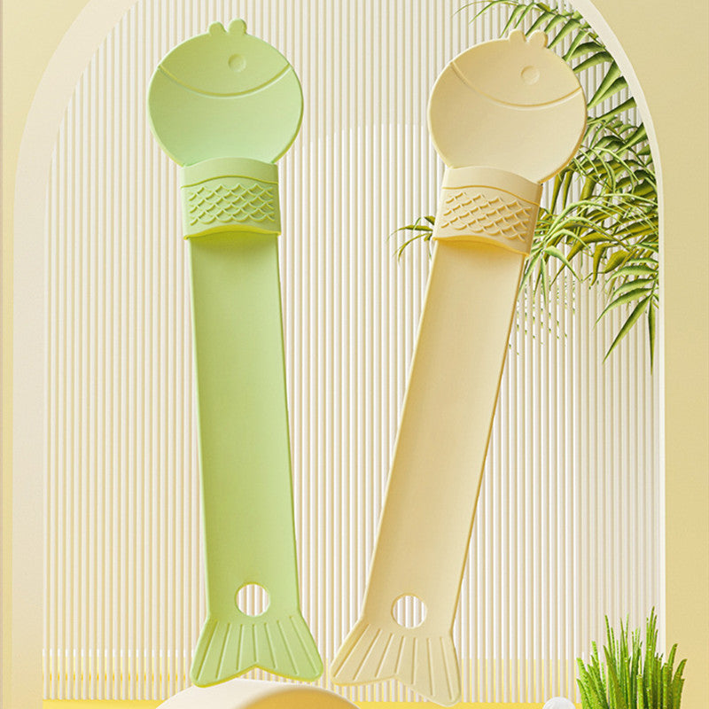 HKM-7641789 Cat Feeding Spoon - Anti-Drip Design, Available in Grass Green and Beige, PP Material