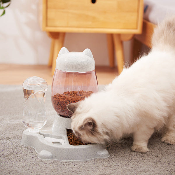 HKM-7641917 Automatic Two-in-One Pet Feeder and Water Dispenser for Cats and Dogs, Gravity Design, Easy to Clean, Anti-Slip Base