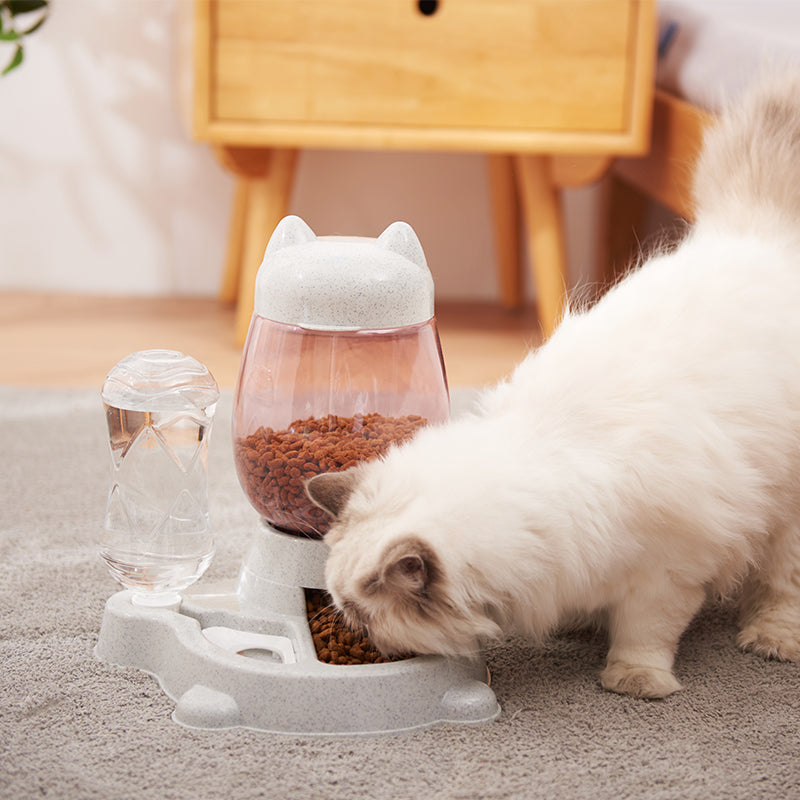 HKM-7641917 Automatic Two-in-One Pet Feeder and Water Dispenser for Cats and Dogs, Gravity Design, Easy to Clean, Anti-Slip Base