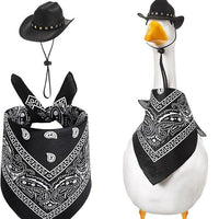 HKM-7643325 Monochrome Denim Cowboy Hat and Drool Towel Set for All Seasons