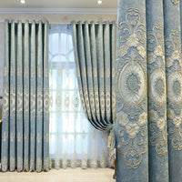 HKM-764371 Elegant European Classical Embroidered Curtains for Living Room and Bedroom – High Shading 70%-90%